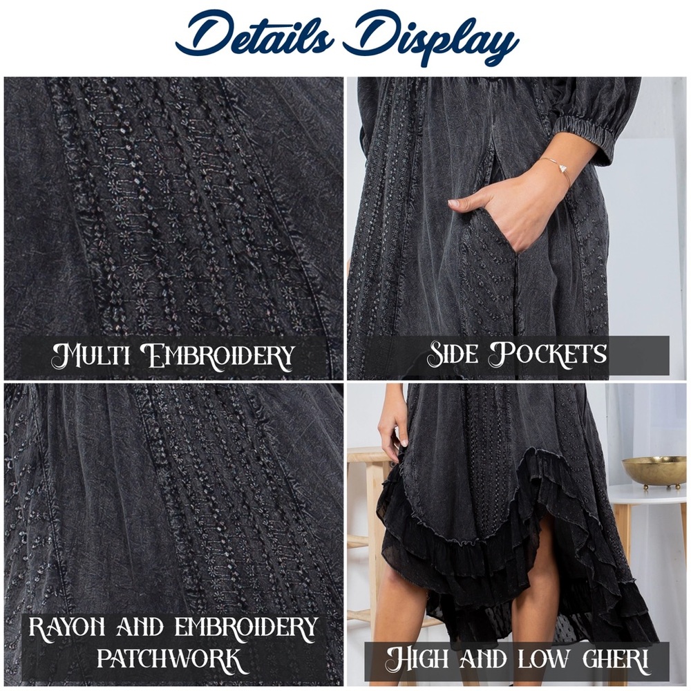 Young Threads Effortless Elegance Sheared & Elastic V-neck Dress - Picture 6 of 12